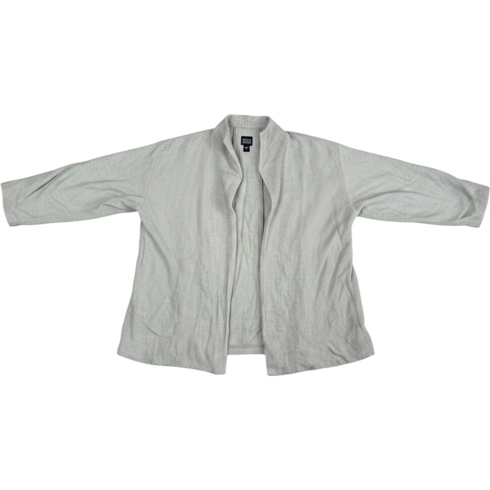 Eileen Fisher Open Front Linen Cotton Knit Cardigan Jacket Neutral Beige Small